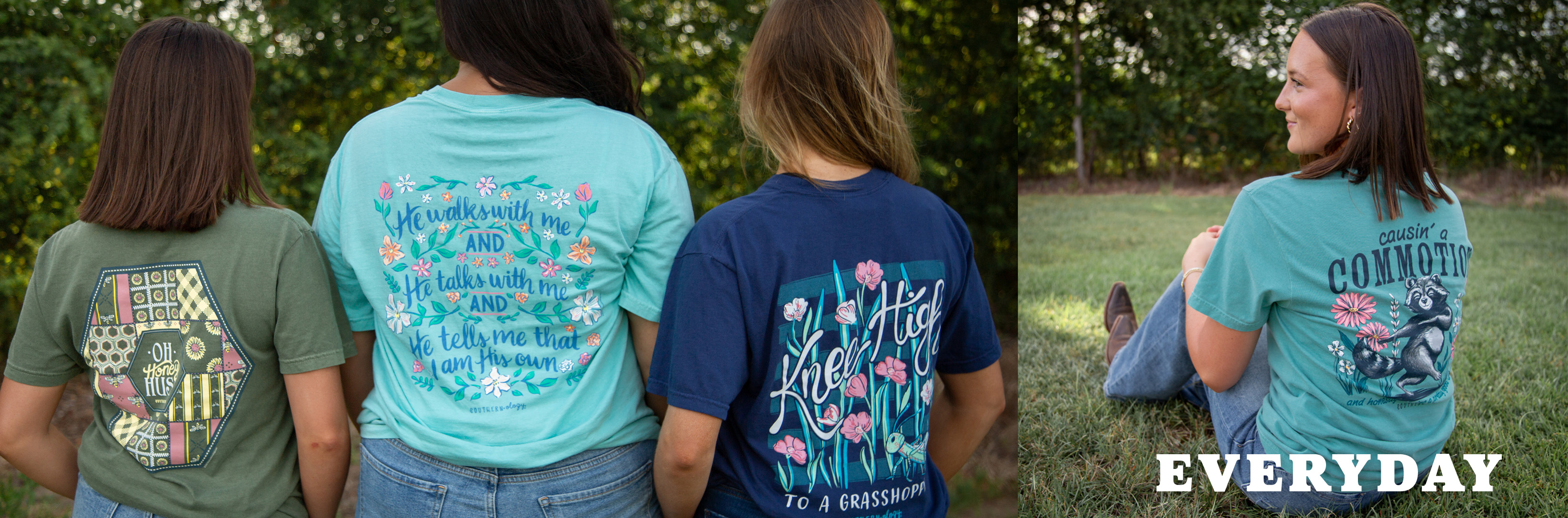 Models wearing some of the newest Southernology shirts from the fall 2026 release.
